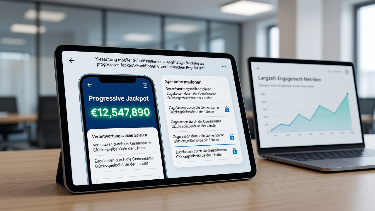 Mobile Schnittstelle mit progressivem Jackpot-Feature auf einem Smartphone unter deutschen Regulierungsbedingungen