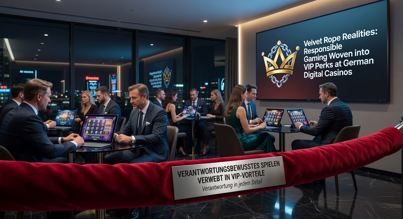 Eleganter VIP-Bereich in einem deutschen Online-Casino, der verantwortungsvolle Gaming-Tools nahtlos mit exklusiven Perks verbindet
