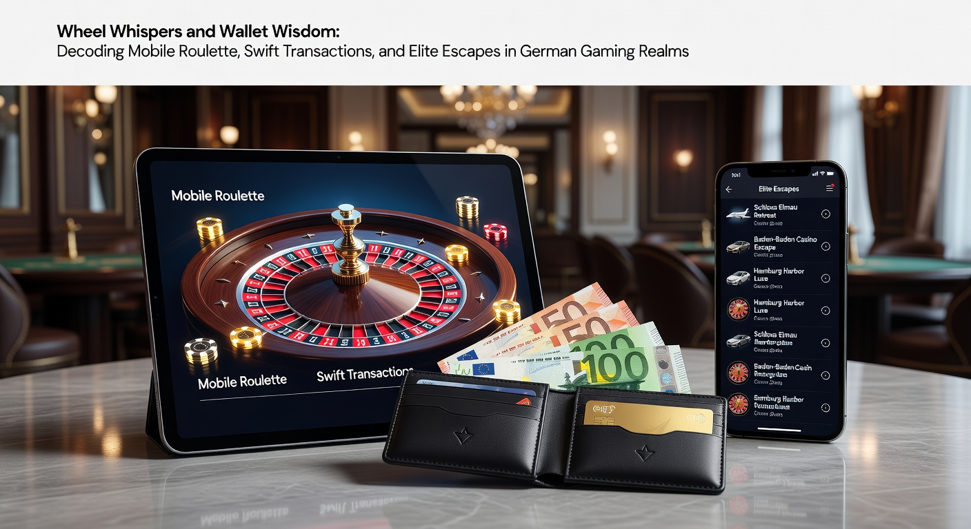 Drehendes Roulette-Rad auf einem Smartphone-Bildschirm mit blitzenden Lichtern und Wallet-Symbolen im Hintergrund, das mobile Gaming in Deutschland symbolisiert